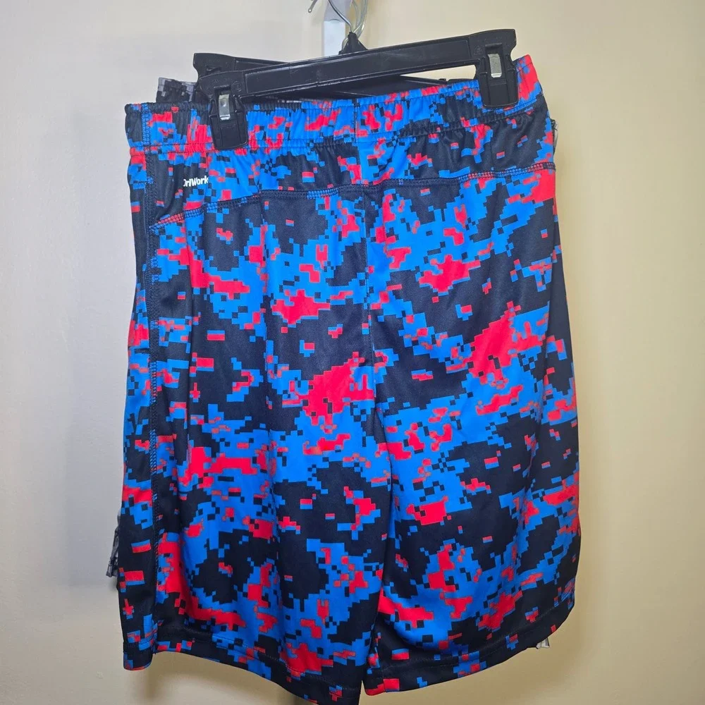 Athletic Works Boys XL 14-16 Active Shorts Bundle 5pk Digital Camo DriWorks Mesh